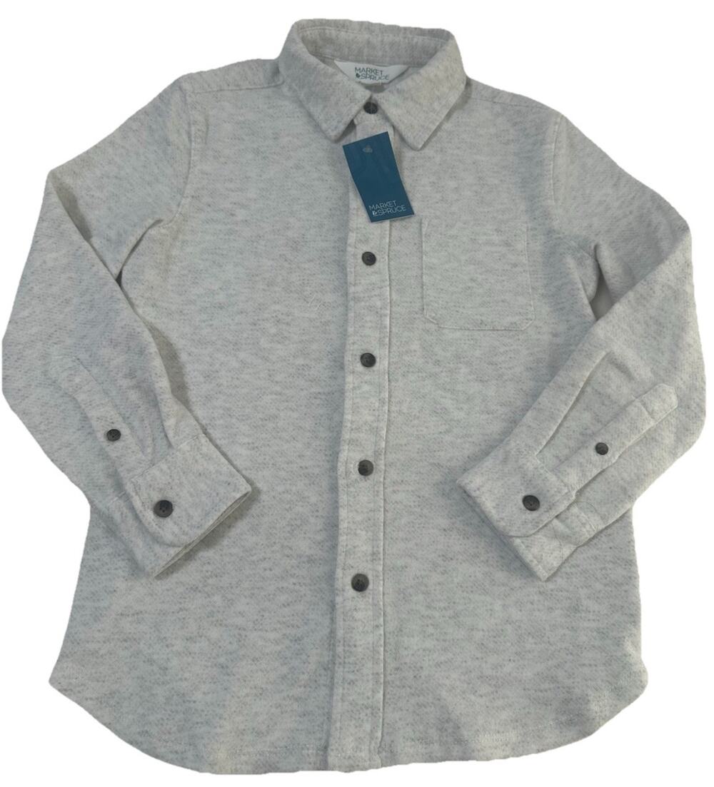 MARKET & SPRUCE Boy's Light Gray Twill Button Down Sweater Long Sleeve Small NWT